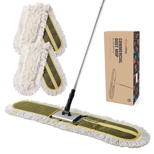 CLEANHOME 36" Commercial Dust Mop for Hardwood, Tiles, Marble Floors, Green | Floor Cleaning Heavy Duty, Long Handle, Hotel Gym Household Cleaning Supplies