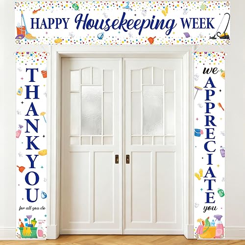 Housekeeping Week Decorations, 3 Pcs Door Banner, EVS Staff Gift