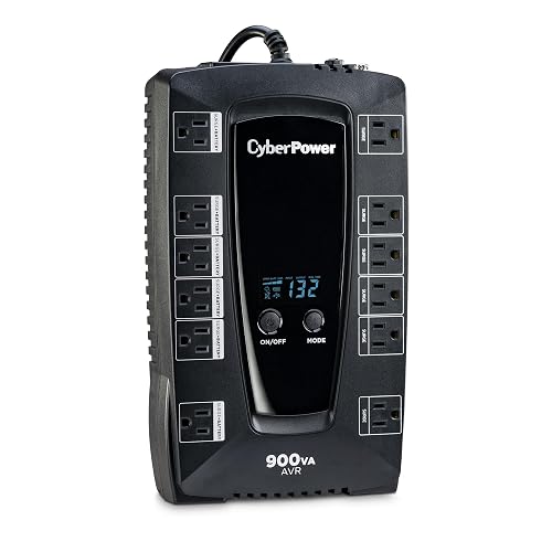 CyberPower AVRG900LCD Intelligent LCD UPS Battery Backup | 900VA/480W, 12 Outlets, AVR, Compact, UL Certified