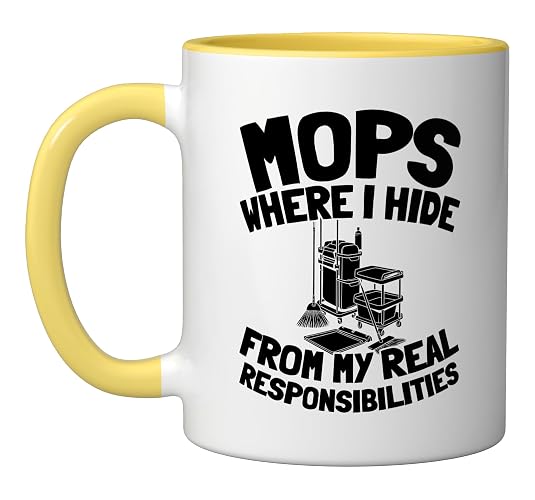 Cleaner Housekeeping - Sanitation Janitorial Cleaner Ceramic Mug, Yellow/White