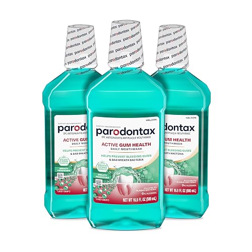 Parodontax Active Gum Health Breath Freshener Mouthwash, 3 x 16.9 fl oz | Antibacterial Shield To Help Prevent Bad Breath Bacteria, Kill 99.9% Of Plaque Bacteria