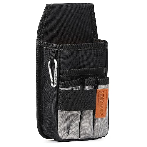 VIDAR TOOLS Small Tool Pouch with Belt Clip,Tool Belt Pouches,Electrician Tool Pouch.Mini Organizer Pocket Attachment for Tool Belt,5 Pockets and Heavy-Duty Metal Belt Clip Attachment.…