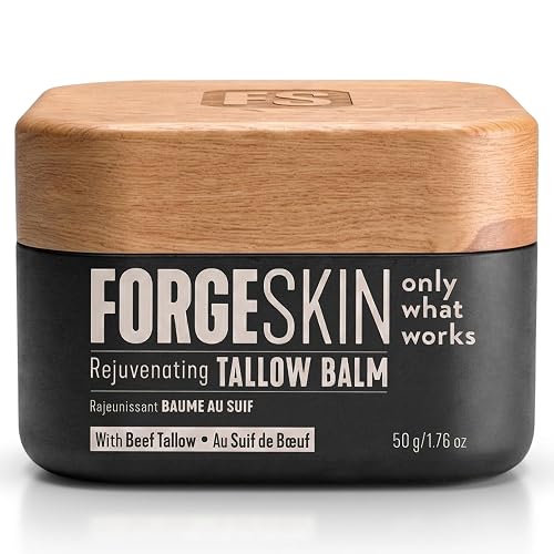 Forge Skin Beef Tallow Balm Skin Moisturizer for Men, Anti Aging Wrinkle Defense - Face & Body Skincare Hydration Cream, 100% Grass-Fed Lotion, Paraben-Free, Helps Minimize Look of Fine Lines, 1.7 oz