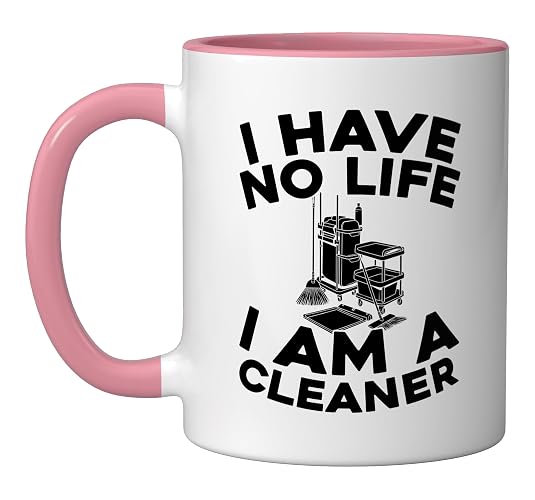 Cleaner - Janitorial Sanitation Housekeeping Cleaner Ceramic Mug, Pink/White