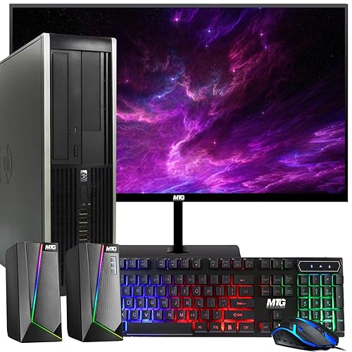 HP Elite Desktop Computer PC, 3.1 GHz, Intel Core i5, 16GB, RAM, 1TB HDD, New 22 inch LED Monitor, RGB Speaker and Keyboard Mouse, WiFi, Windows 11 (Renewed)