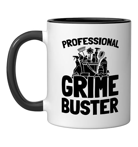 Cleaner Housekeeping - Sanitation Janitorial Cleaner Ceramic Mug, Black/White