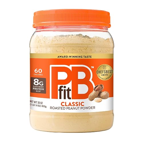 PBfit Classic Peanut Butter Powder 30 Oz, Peanut Spread with 8g Protein | Real Roasted Peanut, Gluten-Free, 60 Calories, Protein Powder, Low Fat, Pantry Staple, Smoothie, Oatmeal