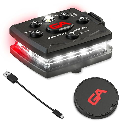 Guardian Angel Micro Safety Light - White Front & Red Rear | Beacon Device. Rechargeable, magnetic, hands-free wearable & mountable. For Dog Walking, Cycling, Hiking, Camping & More.