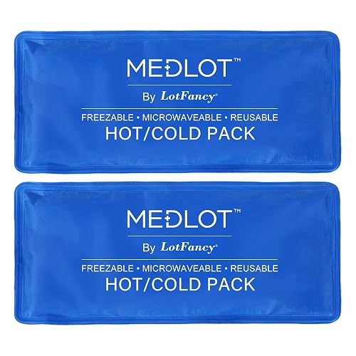 LotFancy Ice Pack for Injuries, Pack of 2, Reusable Hot Cold Pack for Therapy, Cooling or Heating Pad for First Aid, Back Shoulder Neck Head Feet Pain Relief, 11 x 5 Inches