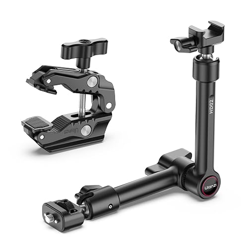 ULANZI HD02 10" Camera Magic Arm Super Clamp Kit with 360° Ball Head Clamp | Heavy-Duty Clamp 6.6lbs Load, 1/4"-20 & 3/8"-16 Mount, ARRI Pins, NATO Rail Articulating Friction Arm for DSLR/Monitor/Light