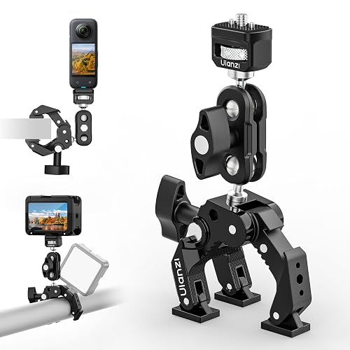 ULANZI CO78 Super Clamp Kit w Magic Arm f Action Cam – 1/4" & ARRI Locating | Pins + Cold Shoe Mount, 3-Jaw & Dual Ball Head Designed for Flexible, Low & High Angle Shot, Load Capacity Within 1kg