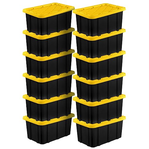 Sterilite Industrial Storage Tote with Lids for Garage, 17 Gallon, 12-Pack