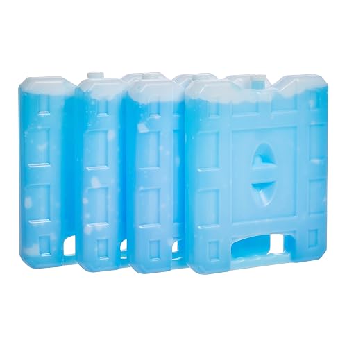 Amazon Basics Reusable Hard Sided Ice Packs for Lunch Boxes, Stay Cold for Hours, No Leak, BPA Free, Rectangular, 8.3" x 6.7" x 1.2", Blue, 4-Pack
