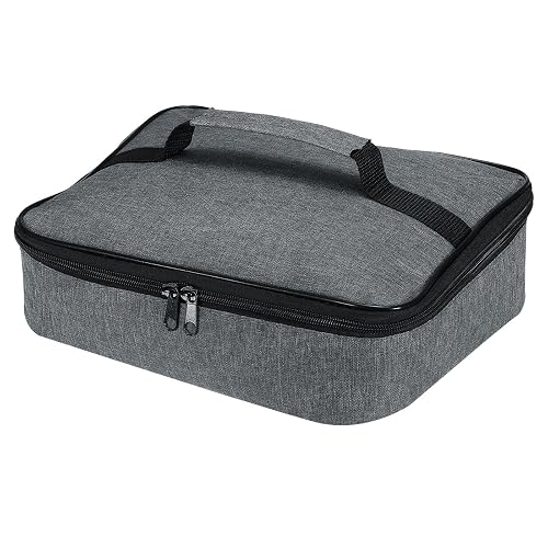 PATIKIL 12.2"x9.6"x2.8" Insulated Lunch Bag, Waterproof Lunch Box with Handle Lunch Tote Bag Portable Food Storage for Office Work Outdoor Picnic, Grey Black