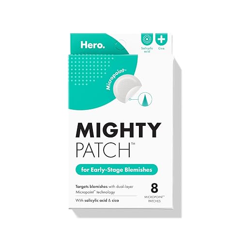 Mighty Patch Hero Cosmetics Micropoint Acne Pimple Patches, 8 Ct | For Early Stage Zits & Blemishes; Hydrocolloid with Salicylic Acid, Niacinamide, Cica; Acne Stickers; Korean Skincare
