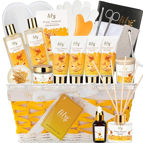 21Pcs Spa Gifts Set, Moisturizing Almond Spa Gift Baskets for Women & Men | Women Gifts, Men Gifts, Spa Kit, Spa Gifts for Mom & Dad, Christmas, Mother‘s Day, Valentine’s, Birthday, Hydrating Skin Care