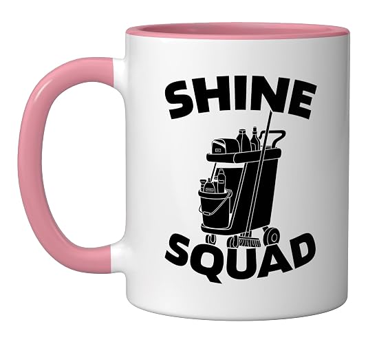 Cleaner Squad - Housekeeping Sanitation Janitorial Cleaner Ceramic Mug, Pink/White