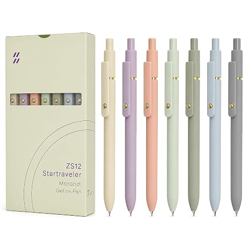 FIOVER Gel Pens 7pcs 0.5mm Quick Dry Black Ink Fine Point Pens | Smooth Writing Gel Ink Pens, Morandi Colors, High-End Series, Office School Supplies, Gifts for Women and Men