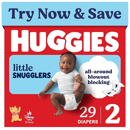 Huggies Little Snugglers Diapers Size 2, 29 Count | Blowout Protection, Leakproof Protection, Luxury Softness, FastAbsorb System, Hypoallergenic, Fragrance Free