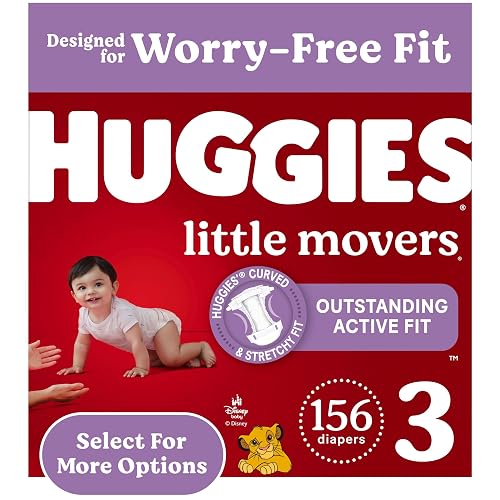 Huggies Size 3 Diapers, Little Movers Baby Diapers, Size 3 (16-28 lbs), 156 Count (6 Packs of 26)
