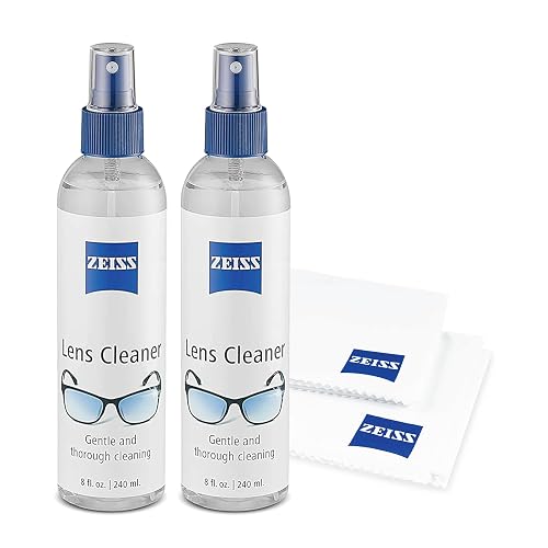 ZEISS Lens Cleaning Kit – (2) 8 oz Lens Spray & Microfiber Cloths | Eyeglasses Cleaning Kit, Travel-Ready Resuable Cloth and Streak-Free Lens Cleaning Solution