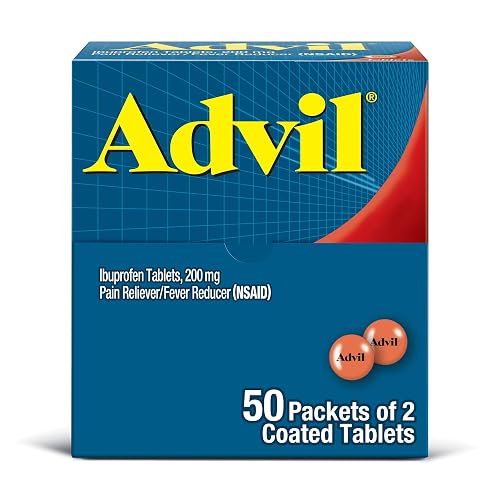 Advil Tablet Packets, Ibuprofen 200mg, Pain Relief, 100 Count | Relieves Headaches and Back Pain, Reduces Fever, Easy to Swallow Tablets, Travel Packet Format