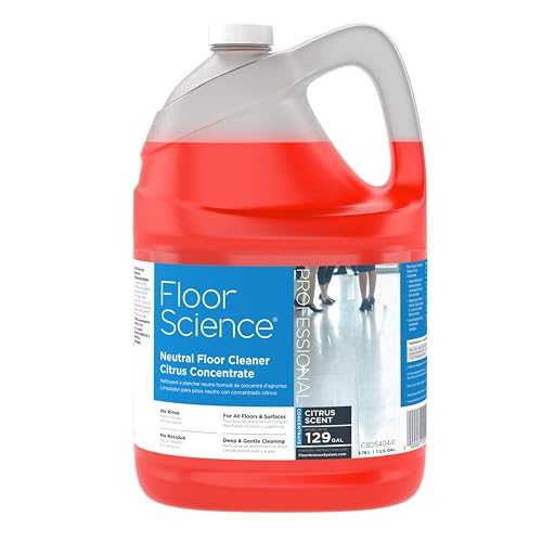 Diversey Floor Science Neutral Floor Cleaner, Concentrate, 1 Gallon | PH Neutral Cleaning, No Rinse Formula, Residue Free Finish, Daily Floor Maintenance, Multi Surface Cleaning, Citrus Scent