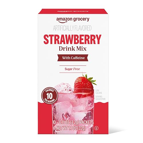 Amazon Brand - Happy Belly Drink Mix Singles, Strawberry with Caffeine, 1.1 ounce (Pack of 1) (Previously Solimo)