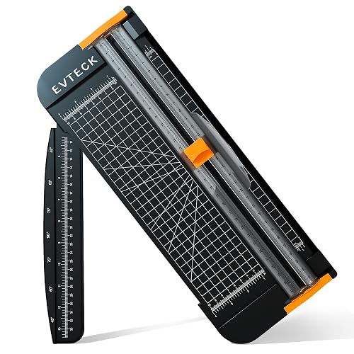 Evteck A4 Paper Cutter Slider Trimmer for Cardstock Photo Vinyl | 12 Inch, with Security Blade and Foldable Ruler, for Crafting Scrapbooking