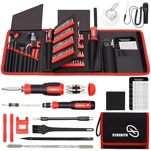 STREBITO 191-Piece Multi-Bit Screwdriver, Precision Screwdriver Set(Red) | 1/4'' Nut Driver Home Improvement Tool Electronic Repair Kit for Computer, Phone, Laptop, PC, Cell Phone, PS4, Xbox, Nintendo
