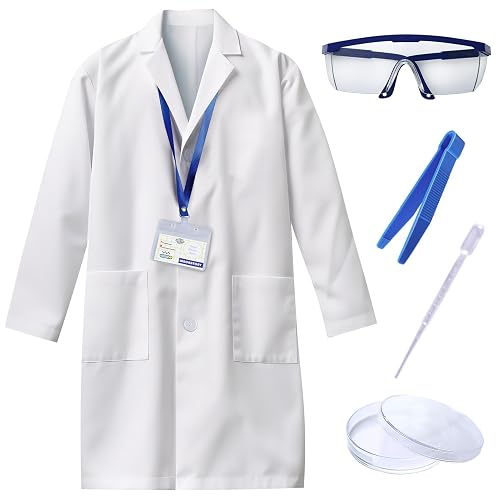 JOPSHEEN Kids Scientist Costume Lab Coat Doctor Pretend Play Toys Gift for Boys Girls with Goggles ID Card