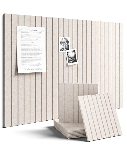 Fluxynara Felt Bulletin Board & Cork Board Alternative 36'' x 24'' - 6 Pack | 6 Pack Cork Board Alternative with Safe Adhesive Tabs, Pin Boards for Wall Decor, Home, Office, Classroom,Dorm, Oatmeal