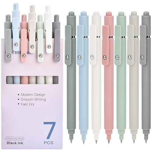 Stocking Stuffers for Women Teen Girls: 7 Pcs Gel Pens 0.5mm Black Ink Pens | Fine Point Smooth Writing Pens for Journaling School Supplies Cute Office College Essentials Nurse Teacher Gifts for Women
