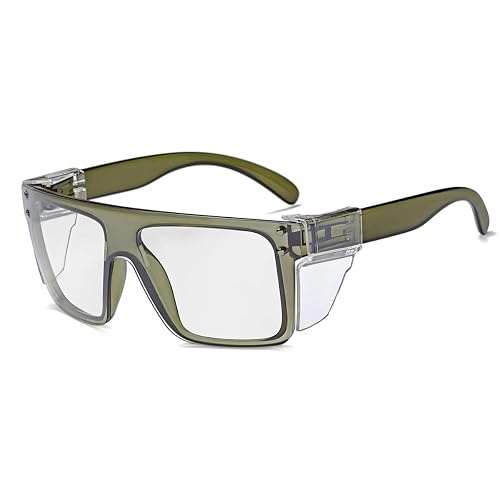 BEASVFE Photochromic Safety Glasses, ANSI Z87.1 Protective Eyewear, Clear to Smoke Lens, Blue Light Blocking, Grey Shield
