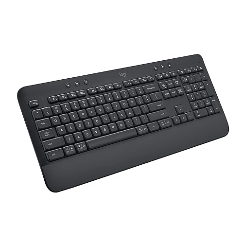 Logitech Signature K650 Comfort Full-Size Wireless Keyboard - Graphite | Full-size with wrist rest, BLE Bluetooth or Logi Bolt USB receiver, deep-cushioned keys, numpad, PC and Mac compatible