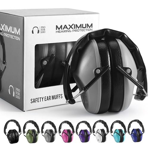 Pro For Sho 34dB NRR Ear Protection, Noise Reduction Ear Muffs | Low Profile, Compact Hearing Protection, Shooting & Gun Range, Lawn Mowing, Yard Work, Sensory Use, Kids Adults