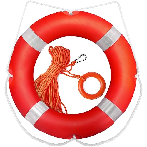 ASA Techmed Marine Safety Throw Ring – Floating Rescue Ring with Rope for Boats, Docks & Waterfront Use – High-Visibility,