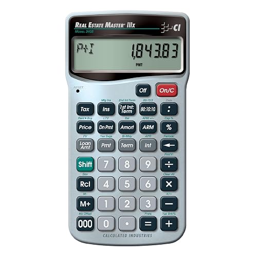 Calculated Industries 3405 Real Estate Master IIIx Residential Real Estate Finance Calculator | Clearly-Labeled Function Keys | Simplest Operation | Solves Payments, Amortizations, ARMs, Combos, More | Residential RE Finance, Clearly Labeled Function Keys, Simplest Operation, Solves Payments, Amortizations, ARMs & Combos