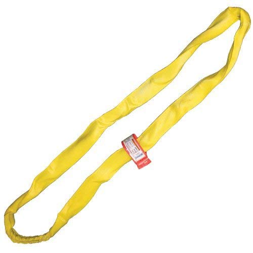 Yellow Endless 12 Foot Polyester Round Sling | 8,400 lb. Vertical Capacity | 6,700 lb. Choker | 16,800 lb. Basket | 2-1/4" Relaxed Width | Hanes Supply (HSI) Heavy Duty Sling