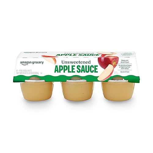 Amazon Grocery, Unsweetened Apple Sauce, 4 Oz, Pack of 6