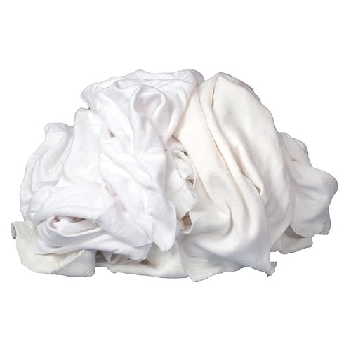 Buffalo Industries (10524) Absorbent White Recycled T-Shirt Cloth Rags - 25 lb. box - For All-purpose Wiping, Cleaning, and Polishing - Made from 100% Recycled Materials