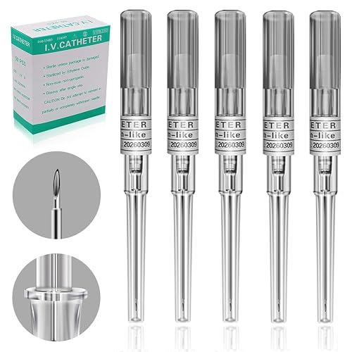 Lyuxzad 16G Catheter Piercing Needles 50Pcs | Disposable IV Catheter Hollow Needles 316L Stainless Steel for Ear, Belly Navel, Nipple & Cartilage - Piercing Kit Supplies