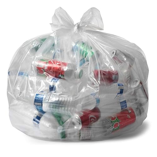 Aluf Plastics 55-60 Gallon 1.5 MIL Clear Garbage Bags - 38" x 58" - Pack of 50 - For Contractor, Industrial, Healthcare, & Municipal