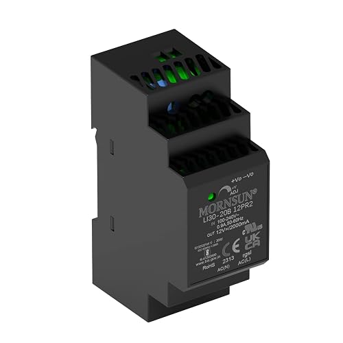 AC/DC 24W 12V 2A Output DIN Rail Power Supply Built in Active PFC | Universal 85 - 264V AC or 120- 370V DC Input Voltage,Output Voltage Adjustable-between 10.8-13.8V
