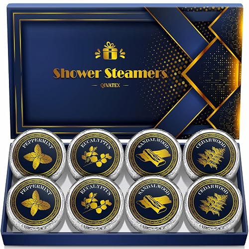 Qivatex Shower Steamers Aromatherapy for Men, Birthday Gifts for Men, Teen | Natural Essential Oils Spa Relaxation Self Care Gifts for Him, Men, Dad, Husband, Boyfriend, Teen Boys, Boo Basket Stuffers