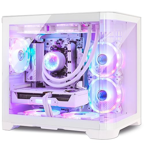 HELLOLAND Poseidon Gaming PC Desktop - GeForce RTX 5060 - AMD Ryzen 5 9600X 6-Core 3.9GHz - 32GB DDR5 RAM - 1TB PCIe SSD - PSU 650W - 240mm AIO & ARGB Fans with Software - Windows 11 Computer - White