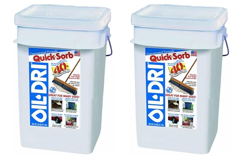 Elite Tool Center 2 Pack 20lb Pail Oil Dri Premium Granular Clay Absorbent, Heavy Duty Spill Cleanup for Oil, Grease, & Liquids