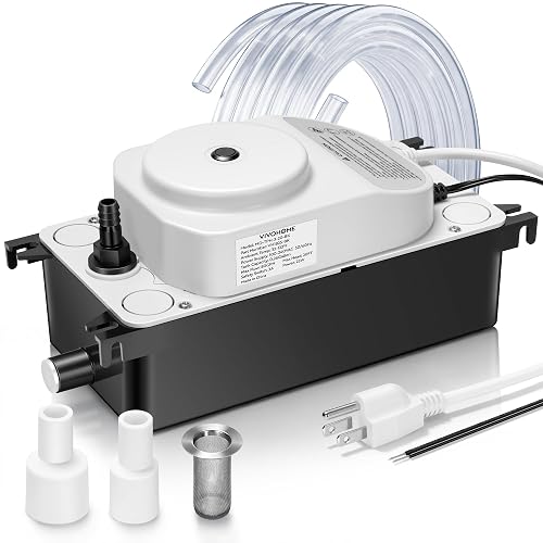 VIVOHOME 100V-240V 80 GPH HVAC Condensate Pump with Automatic Safety Alarm | Ultra-Quiet 28dB DC Motor, 20ft Lift AC Condensate Pump for HVAC/R Equipment, Dehumidifier, Furnace with 19.6ft Tubing