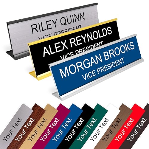 ExcelMark Custom Name Plate for Desk or Door – 14 Color Choices (2” X 8”)
