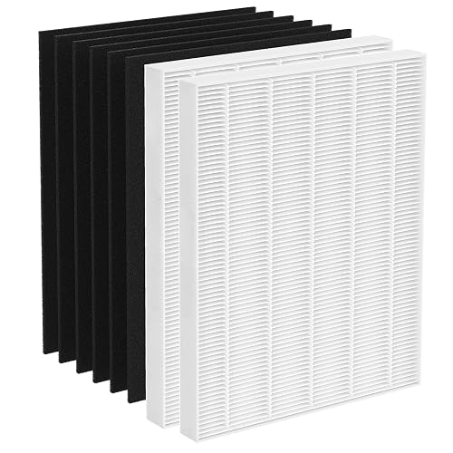 CFKREYA 2 Pack Replacement Filter for Fellowes AeraMax 190/200/DB55/DX55 Purifier, Fits Part# 9287101 & 9324101, 2 Filter and 6 Carbon Filter